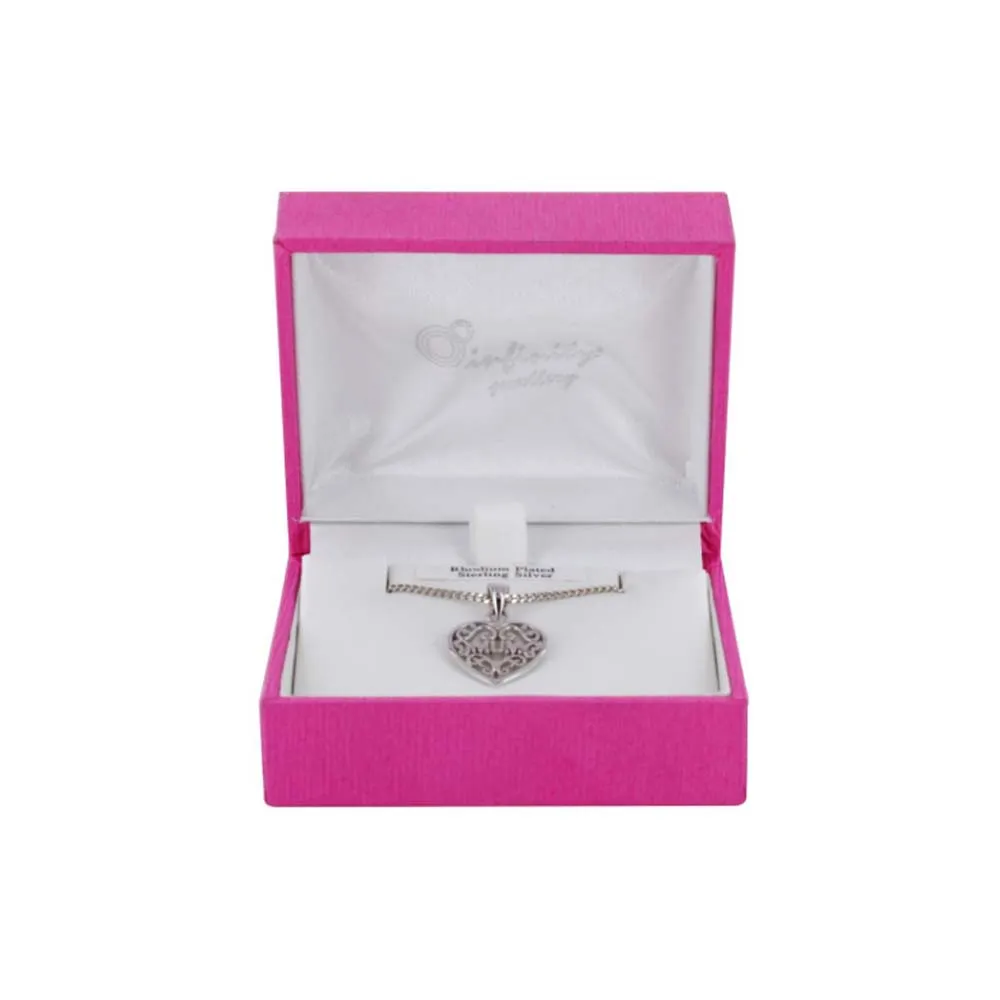 SILVER RP MUM HEART PENDANT BOXED
