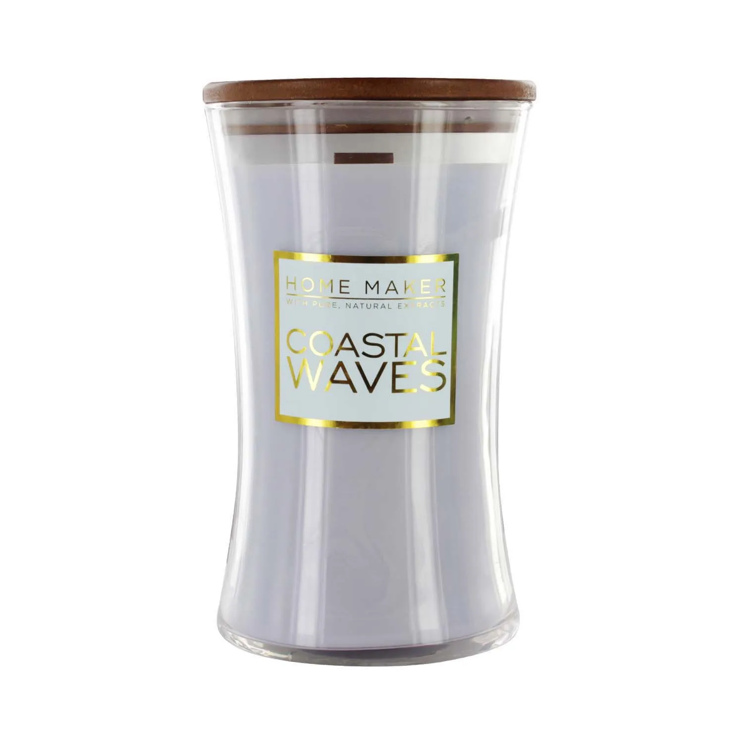 HOME MAKER HOURGLAS WOOD WICK COASTAL WAVES 21oz CANDLE