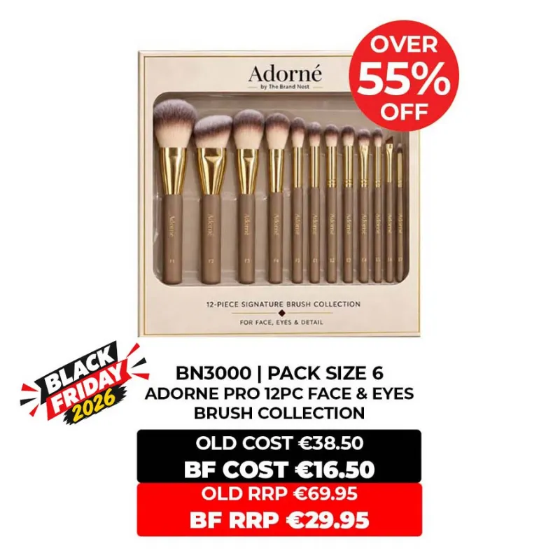 ADORNE BY TBN PRO BRUSH COLLECTION 12 PIECE FACE & EYE BRUSHES *** blk