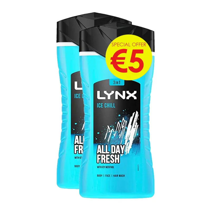 LYNX ICE CHILL  S/GEL 225ml TWIN PK