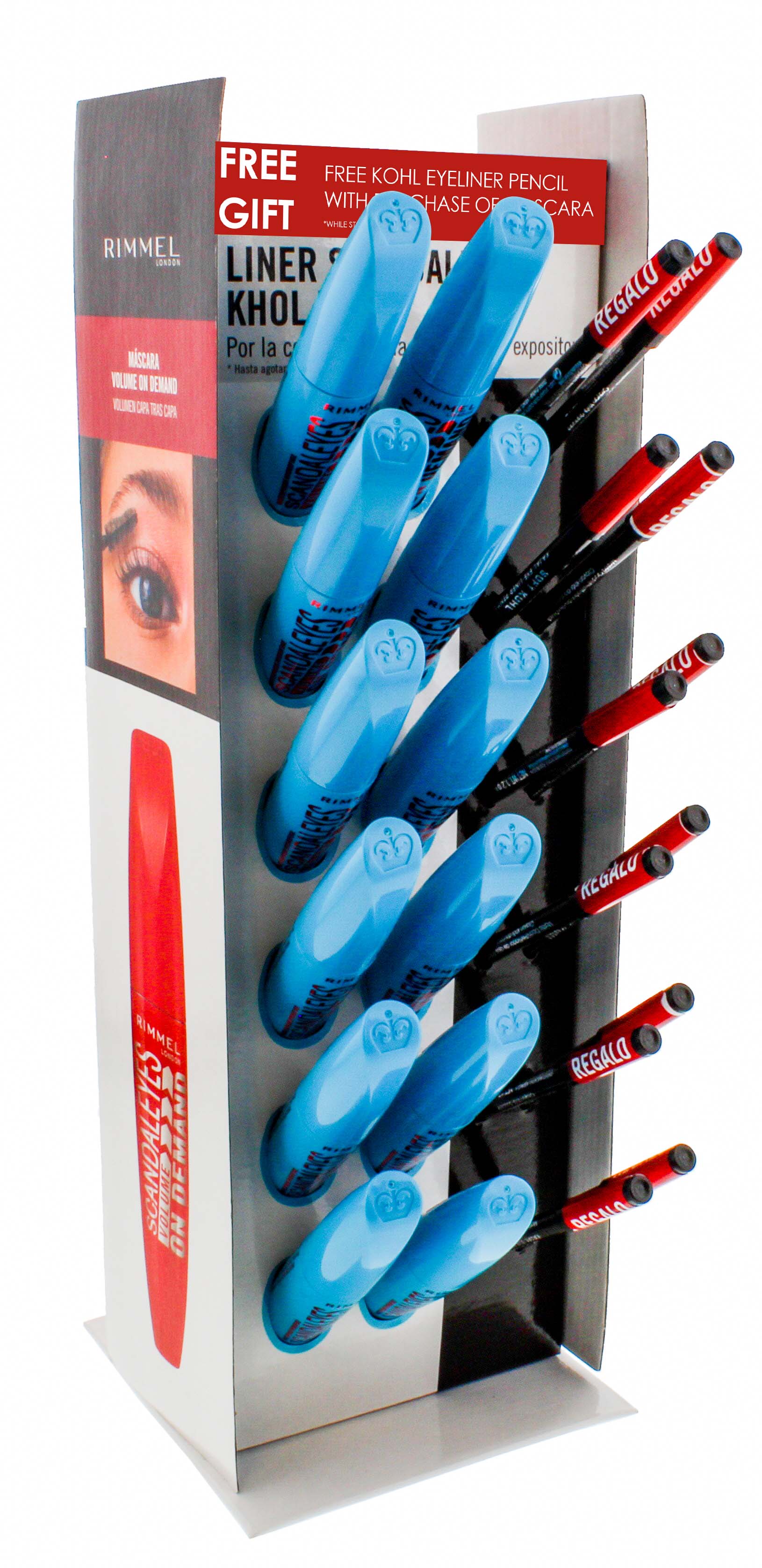 RIMMEL SCANDALEYES VOLUME MASCARA DISP x24 with free eye pencil