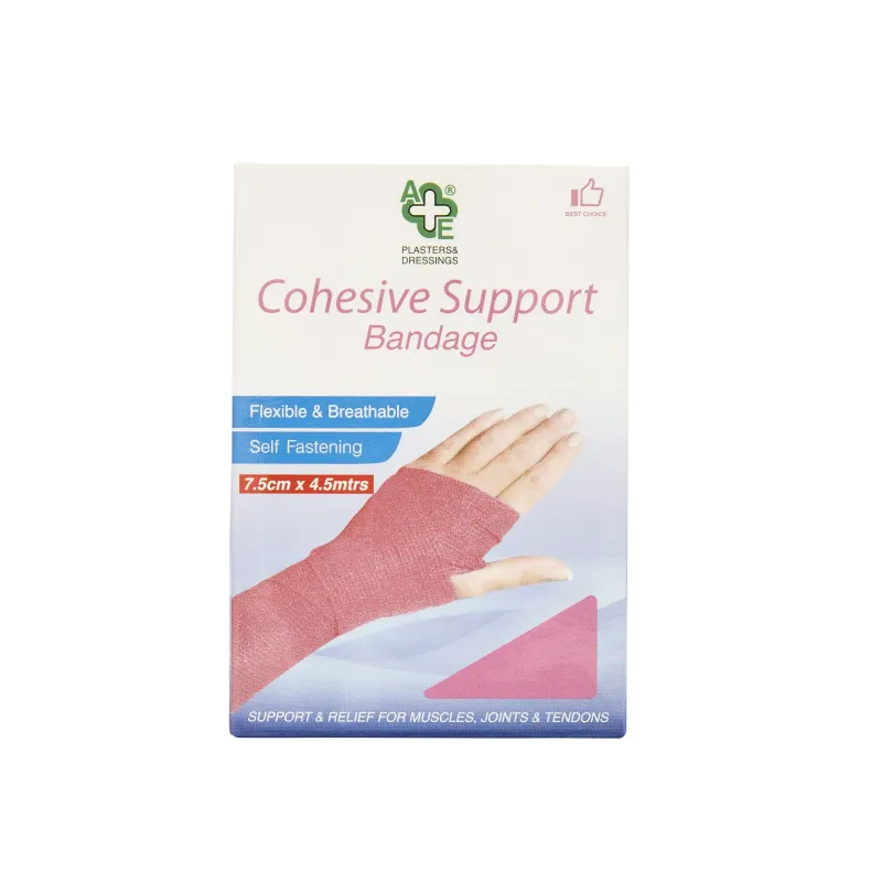 AE8 COHESIVE SUPPORT BANDAGE PINK 7.5cm x 4.5m