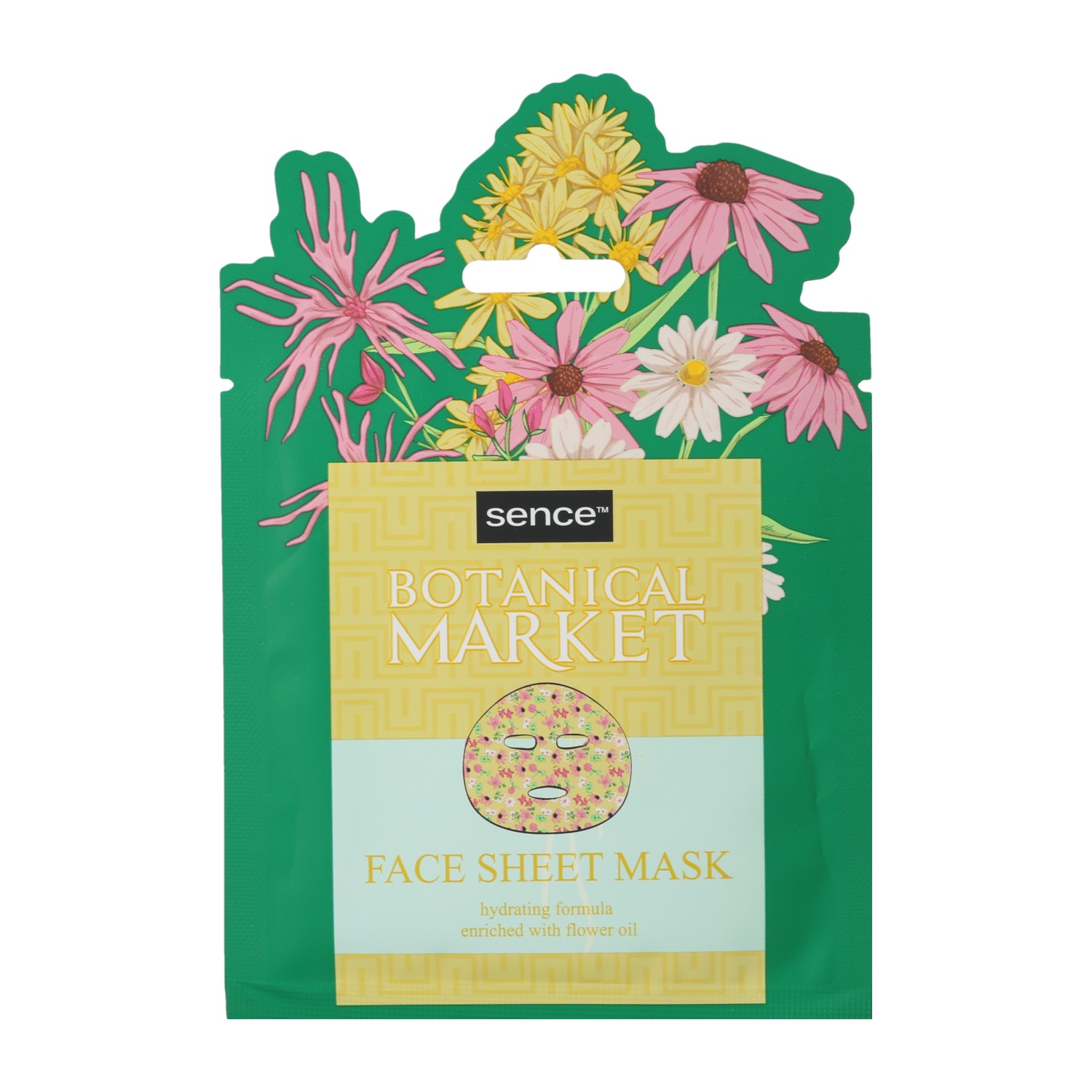 2047650 SENCE PRINTED TISSUE FACE MASK GREEN BOTANICAL x24
