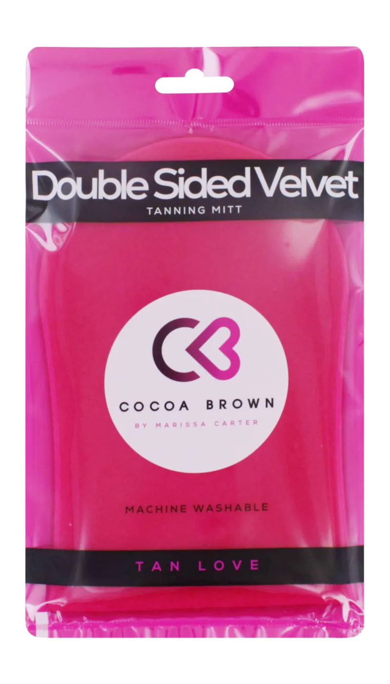 COCOA BROWN VELVET TANNING MITT DOUBLE SIDED