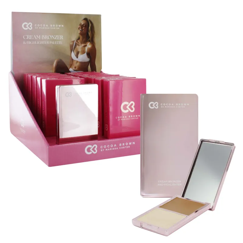 COCOA BROWN CREAM BRONZER & HIGHLIGHTER PALETTE DISPLAY X 12