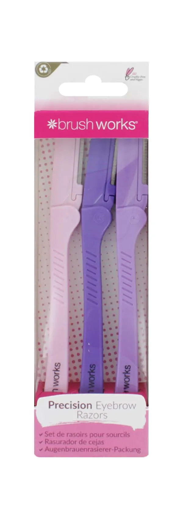 BRUSH WORKS PRECISION EYEBROW RAZOR 3s FOLDING DERMAPLANER 52 56 351