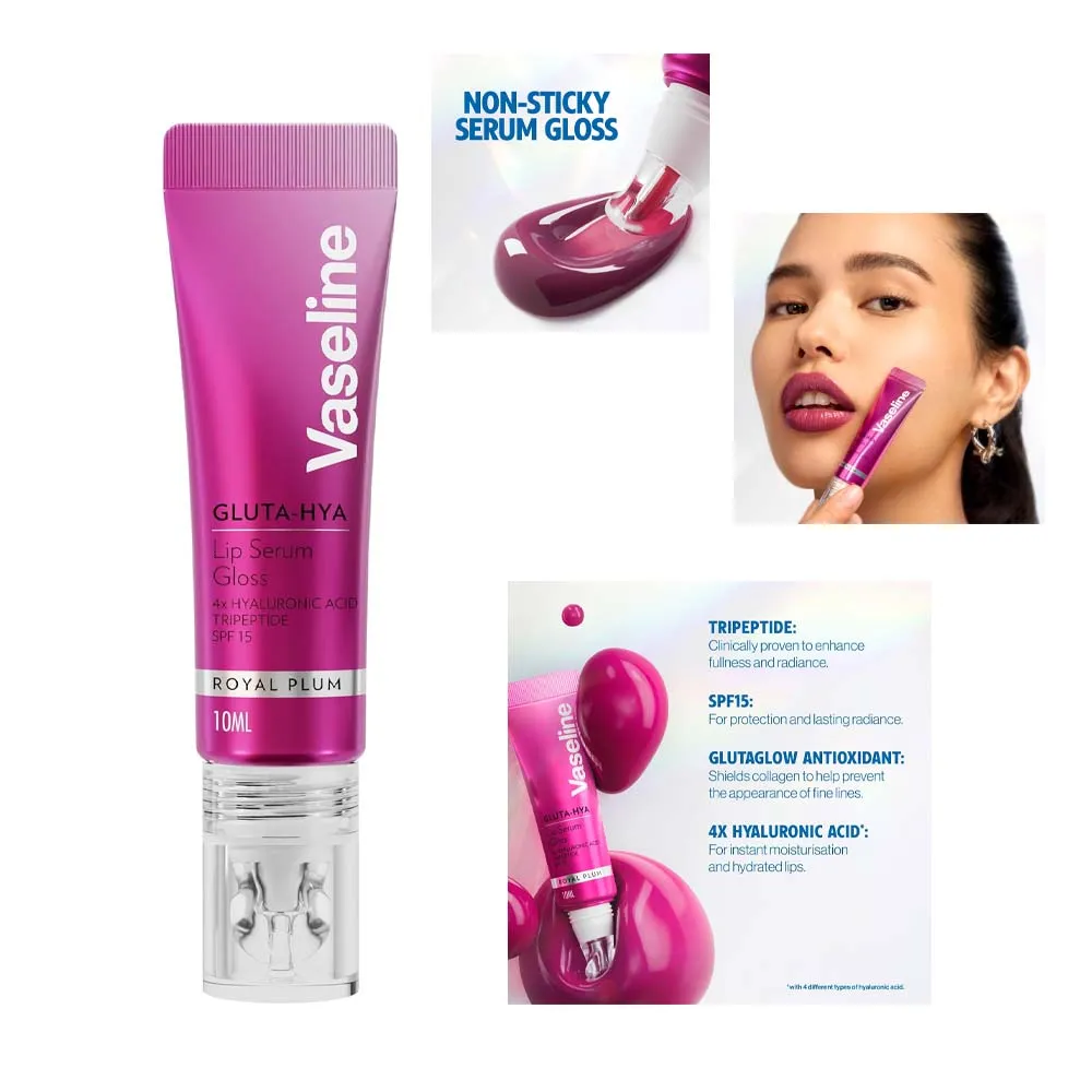 VASELINE GLUTA HYA LIP SERUM GLOSS ROYAL PLUM 10ml COSMETICS VASELINE GLUTA HYA LIP SERUM GLOSS ROYAL PLUM 10ml COSMETICS