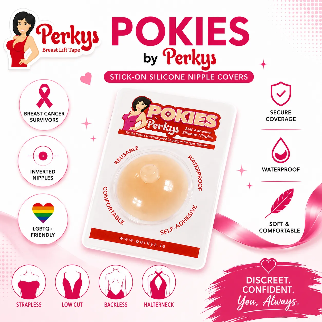 PERKYS POKIES SELF ADHESIVE SILICONE NIPPLES COVERS