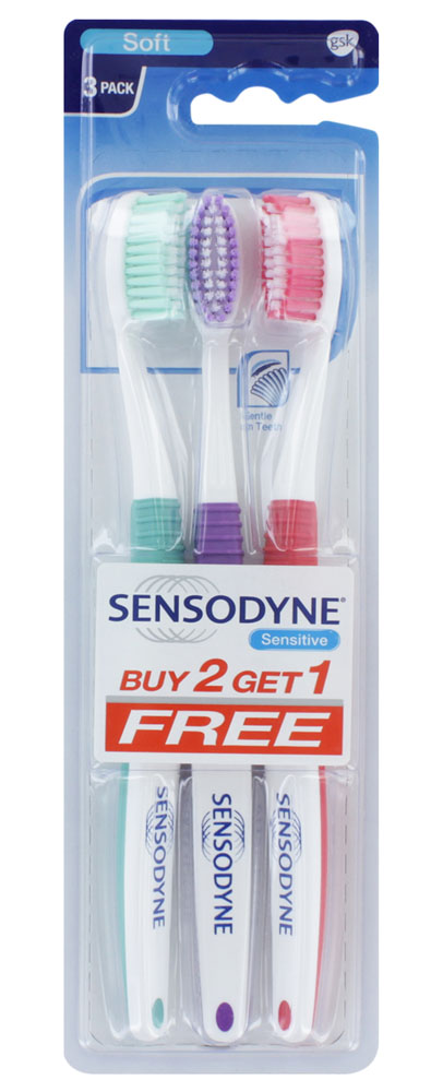 SENSODYNE SENSITIVE SOFT TOOTHBRUSH 3 PACK x12