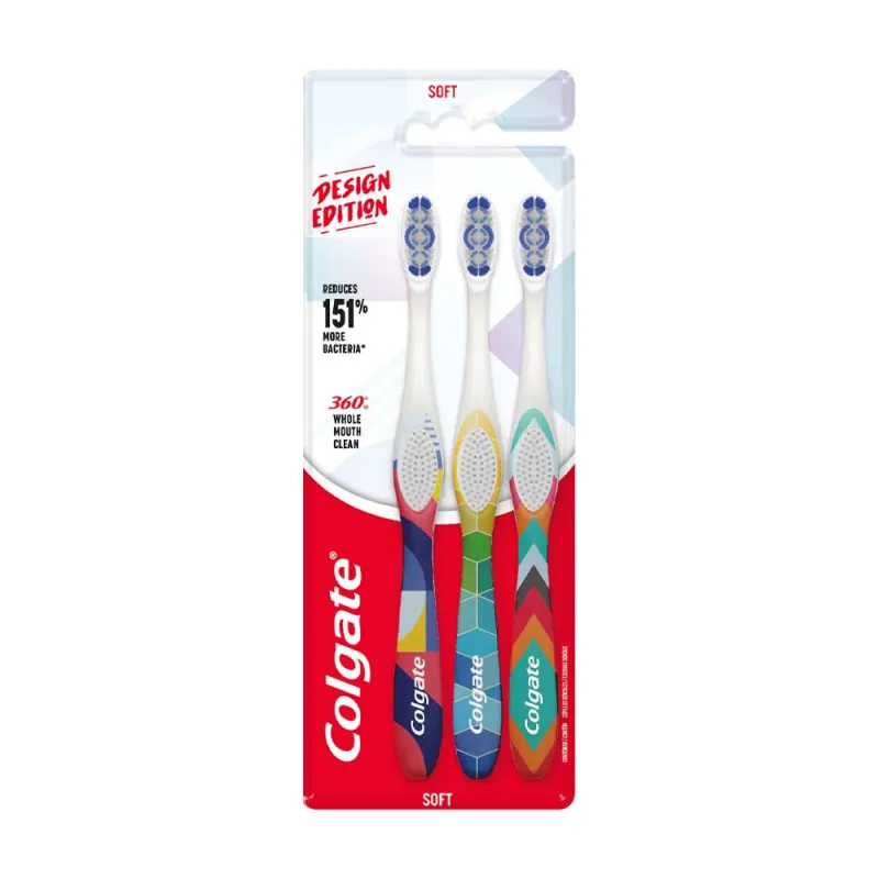 COLGATE 360 TRIPLE PACK TOOTHBRUSH SOFT x6