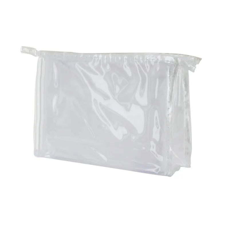CLEAR PVC BAG WHITE TRIM 18x12x5cm