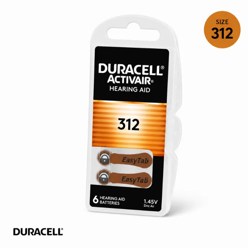 DURACELL HEARING AID 312 BATTERIES 6s