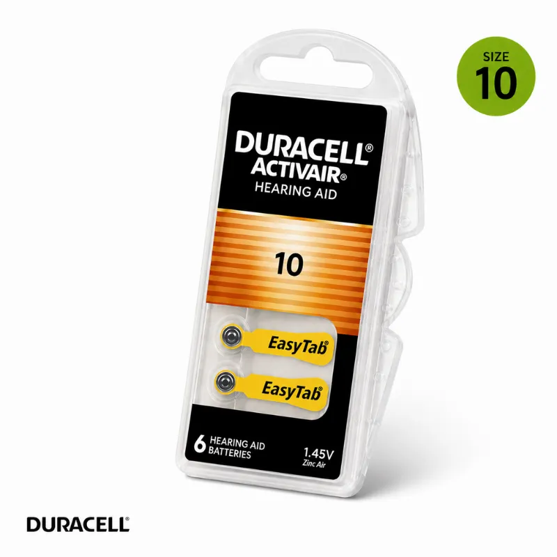 DURACELL HEARING AID 10 BATTERIES 6s
