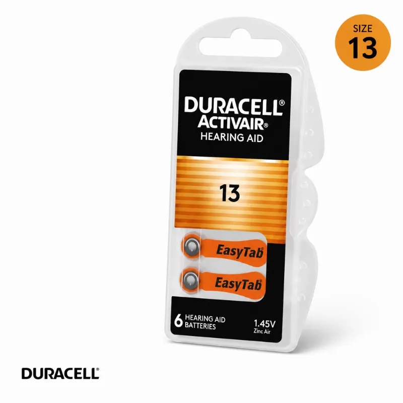 DURACELL HEARING AID 13 BATTERIES 6s