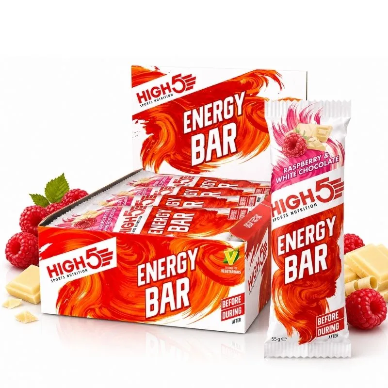 HIGH 5 ENERGY BAR RASPBERRY WHITE CHOCOLATE x12