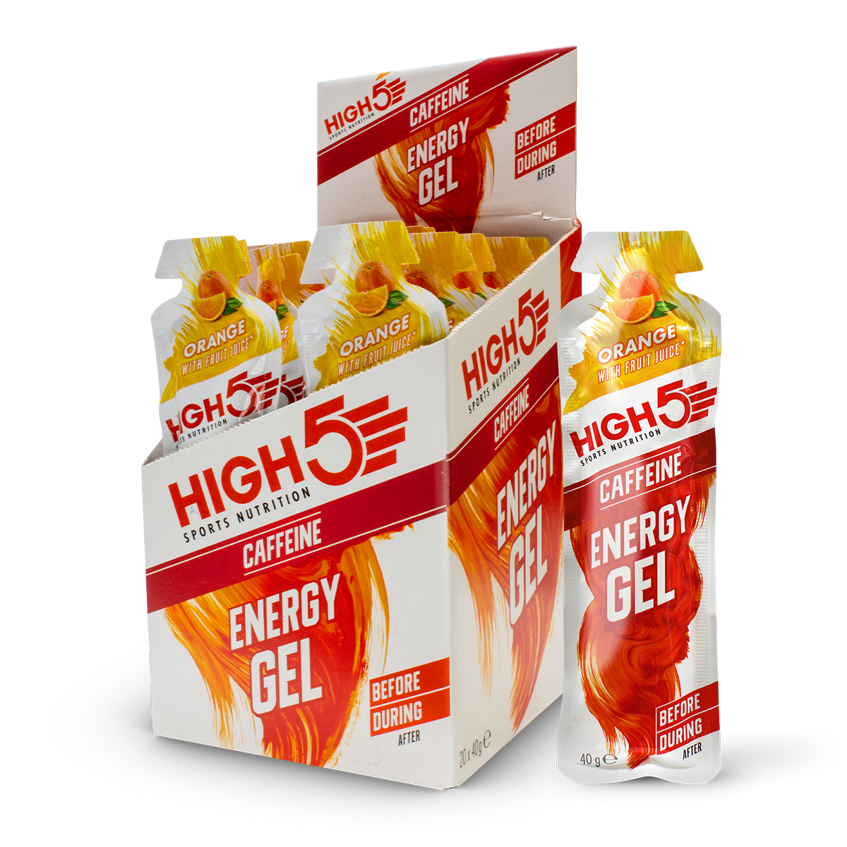 HIGH 5 ENERGY GEL CAFFEINE 40g ORANGE x20