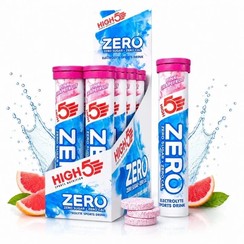 HIGH 5 ZERO SALTS TUBE PINK GRAPE FRUIT x8 ELECTROLYTE SPORTS DR