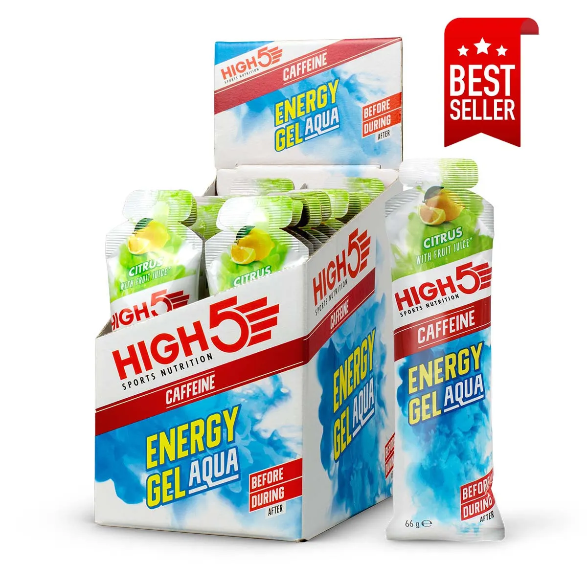 HIGH 5 ENERGY GEL AQUA CAFFEINE 66g CITRUS x20