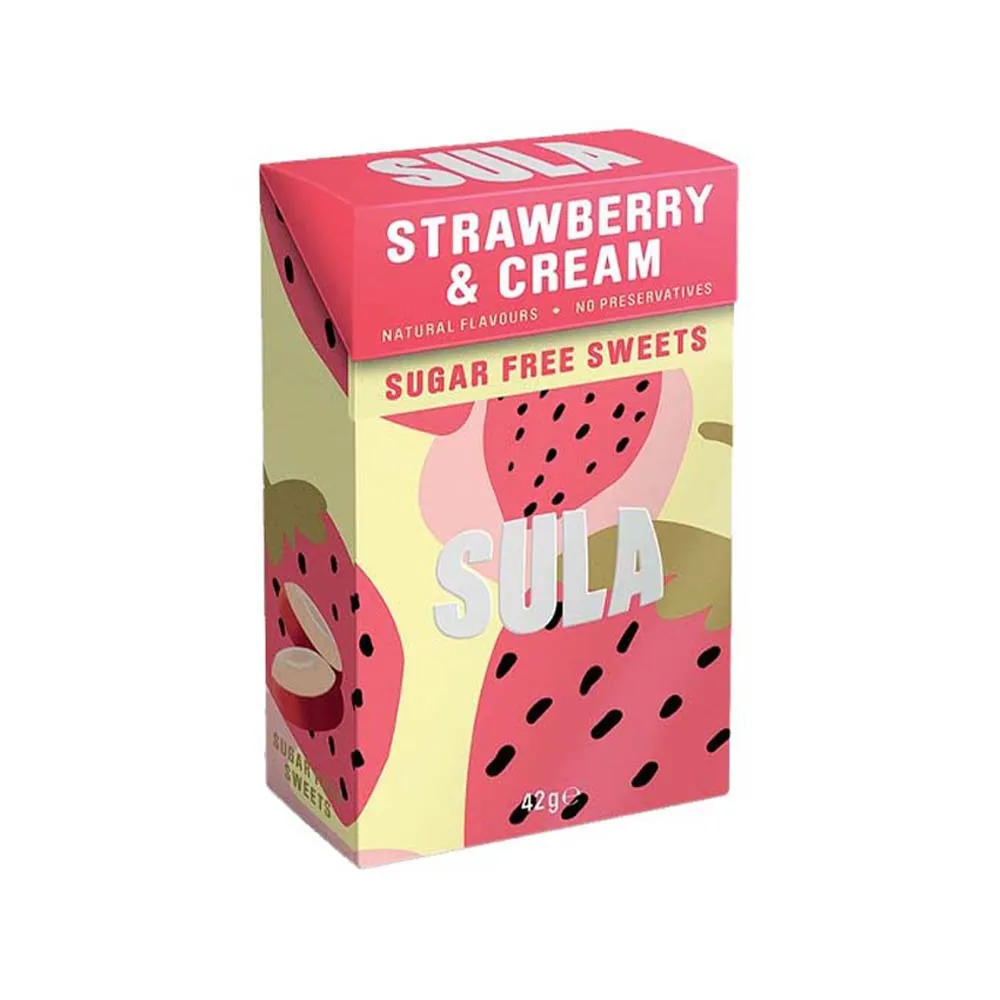 SULA SUGAR FREE STRAWBERRY & CREAM SWEETS x14