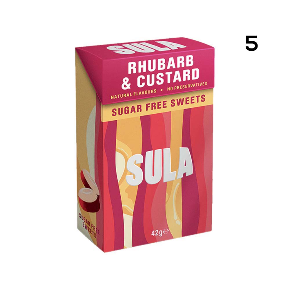 SULA SUGAR FREE RHUBARB & CUSTARD SWEETS x14