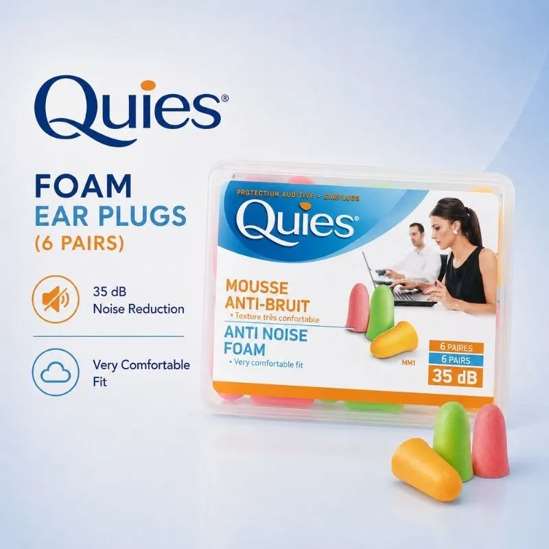 QUIES FOAM EAR PLUGS (6 PAIRS)