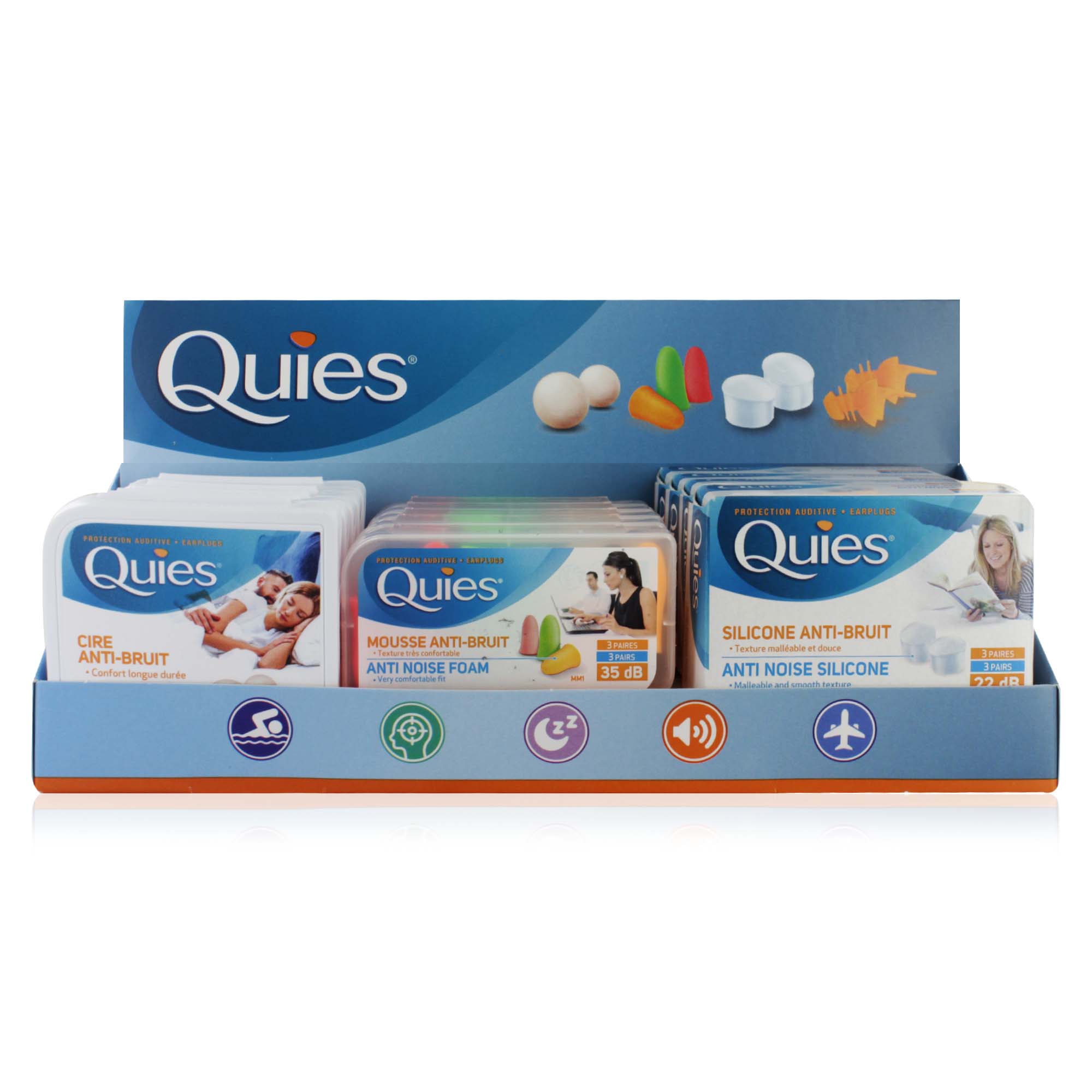 QUIES EAR PLUGS 14 PIECE DISPLAY