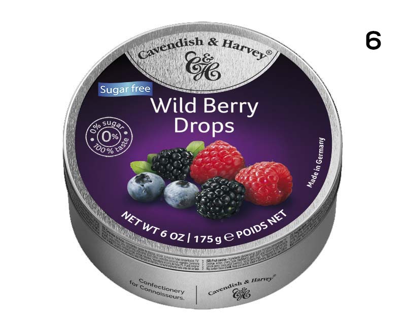 CAVENDISH & HARVEY SUGAR FREE WILD BERRY DROPS 175g x 9