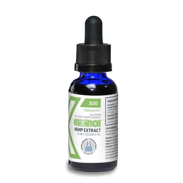 ELIXINOL Tincture - Hemp Oil Drops CBD 300mg 30ml cinnamint flavour