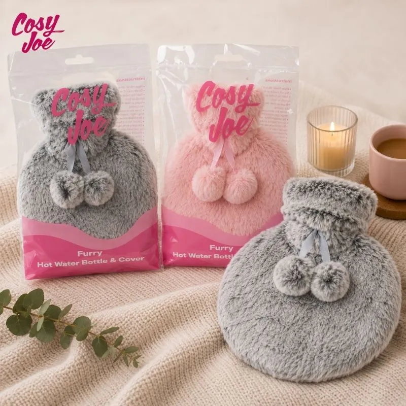 COSY JOE ROUND COVERED HOT WATER BOTTLE 1L