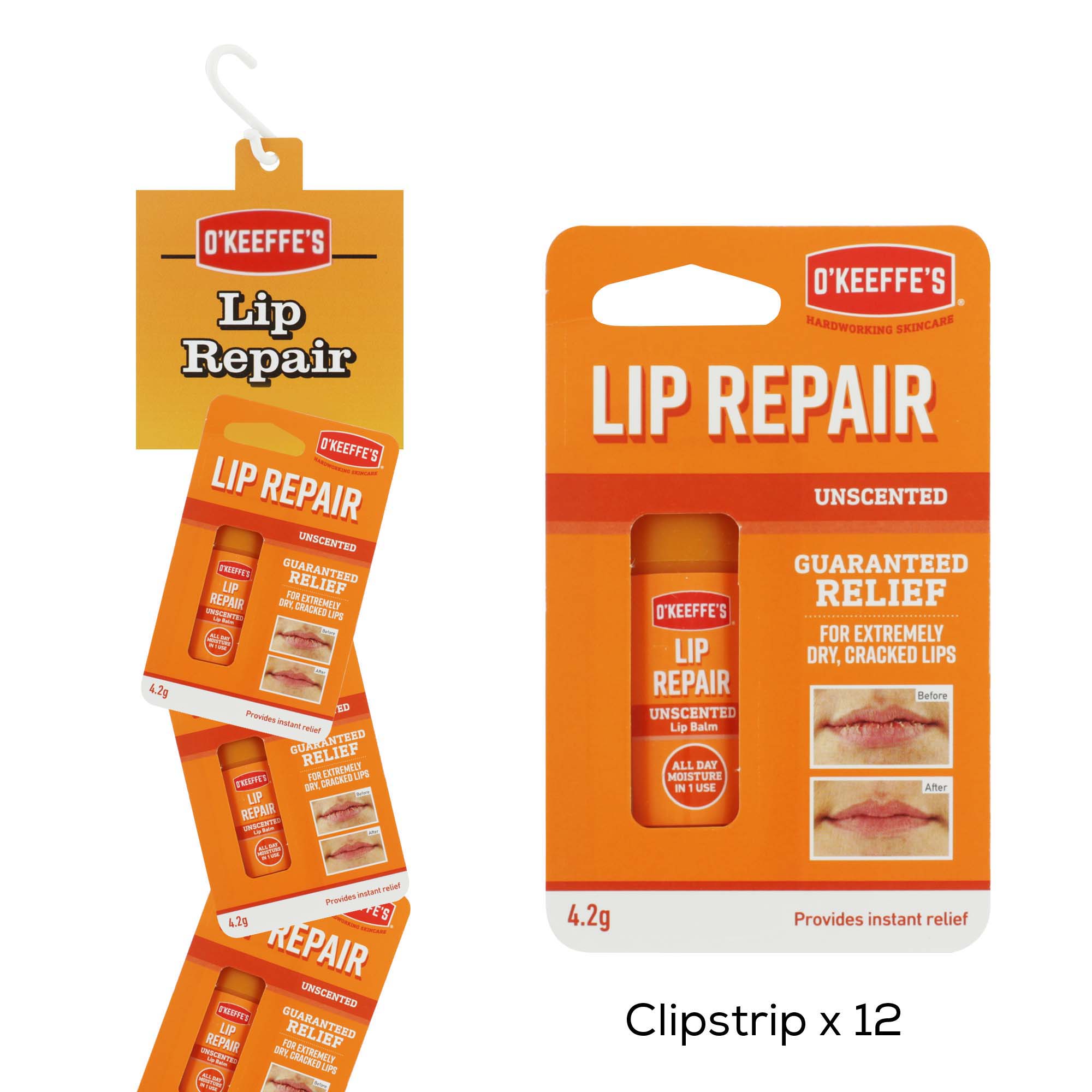 O'KEEFFE'S LIP REPAIR 4.2g CLIPSTRIP x 12  115044