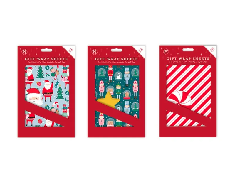 XMA12324 Christmas Gift Wrap & Tags 5 PACK