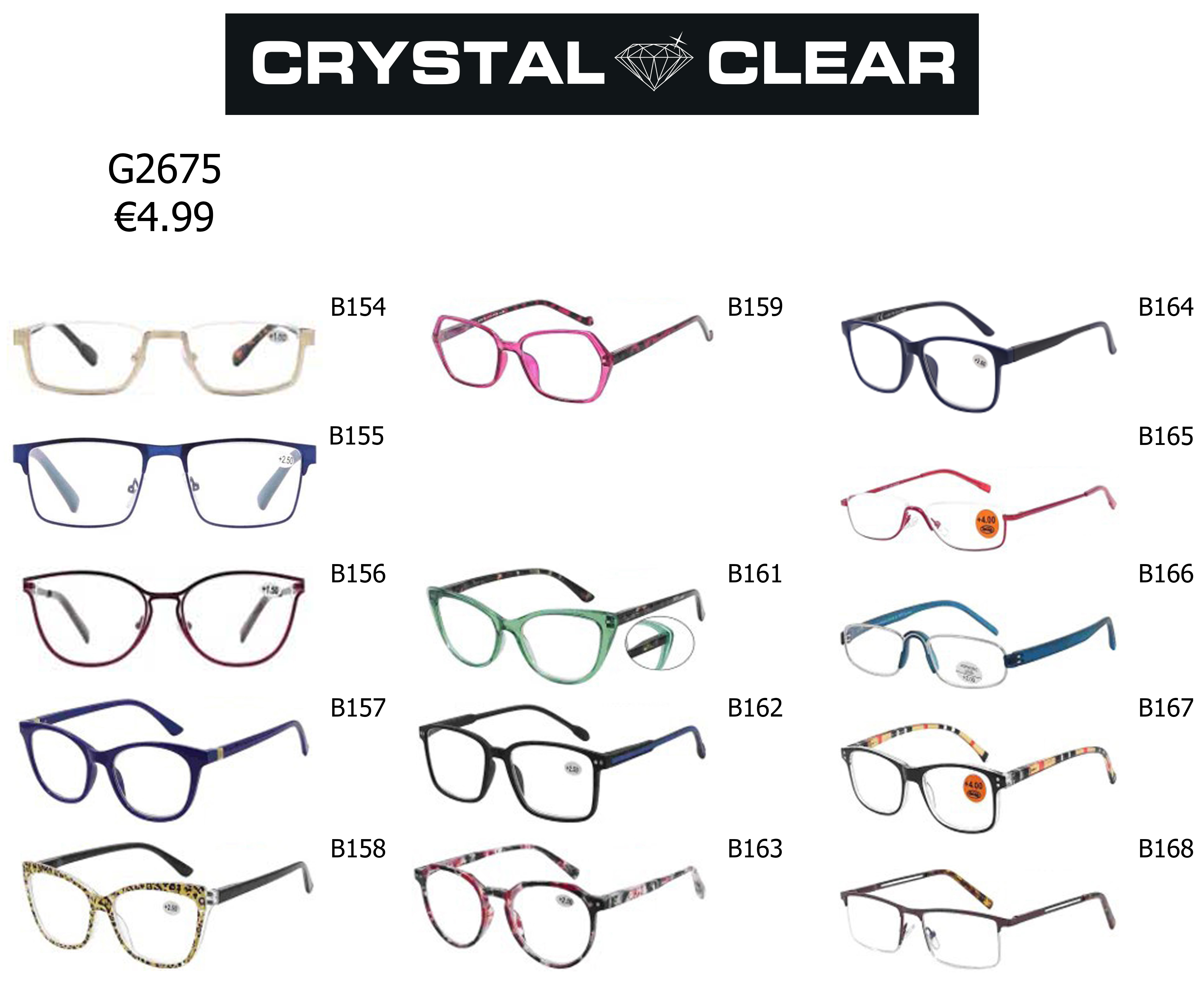 CRYSTAL CLEAR READING GLASSES