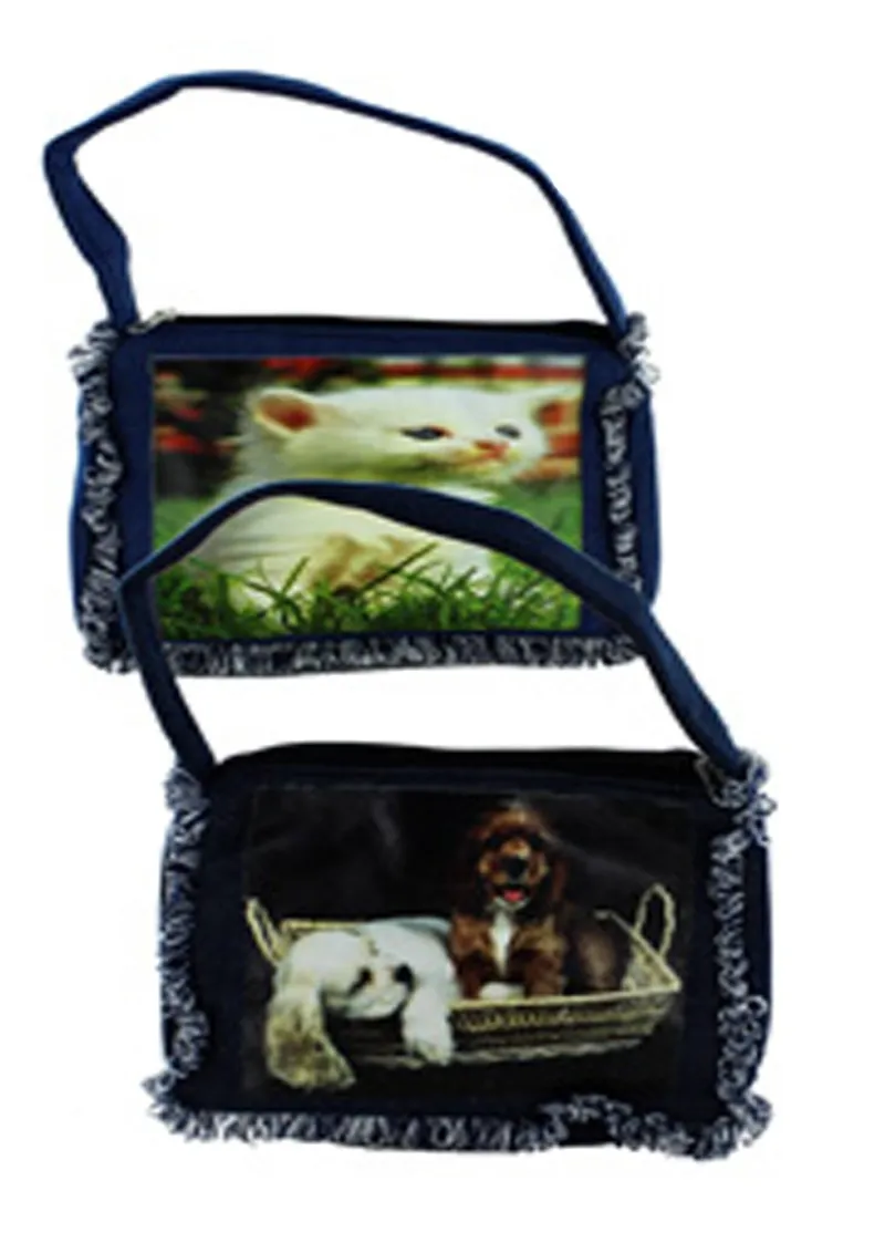 DENIM CAT/DOG FRINGE HOLDALL BAG