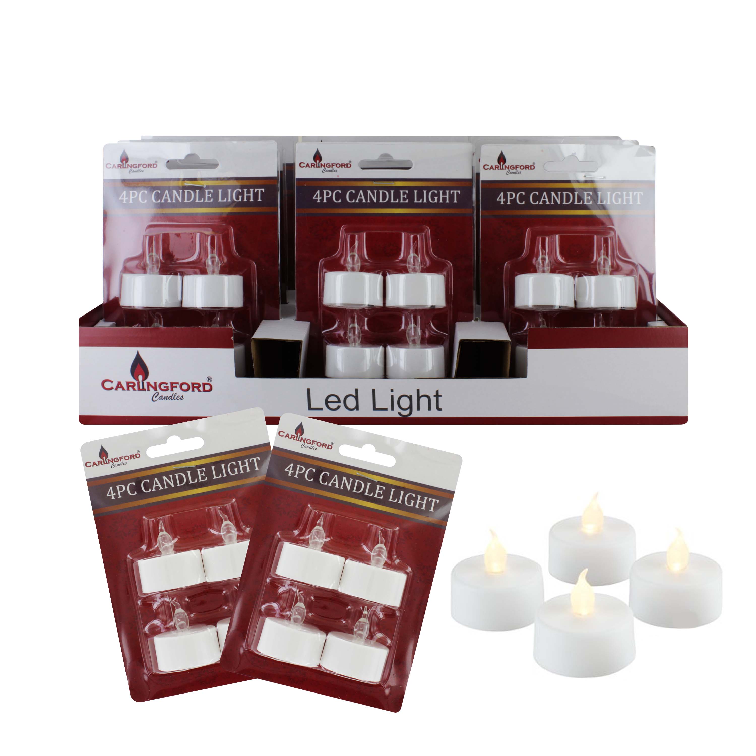 MD3673 CARLINGFORD 4s BATTERY TEA LIGHTS DISP x12