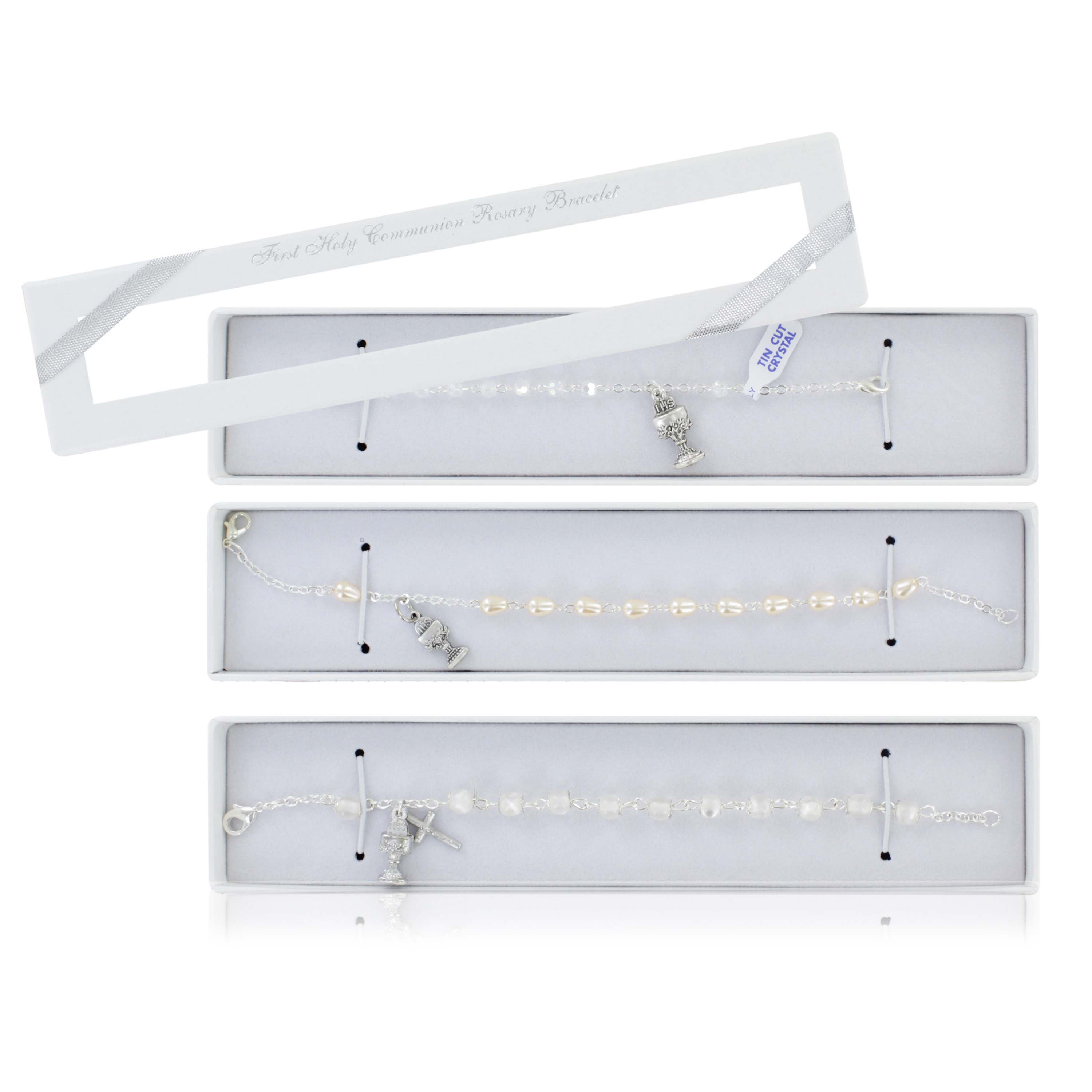 COMMUNION ROSARY BRACELET LONG BOX C6364/69 C63870