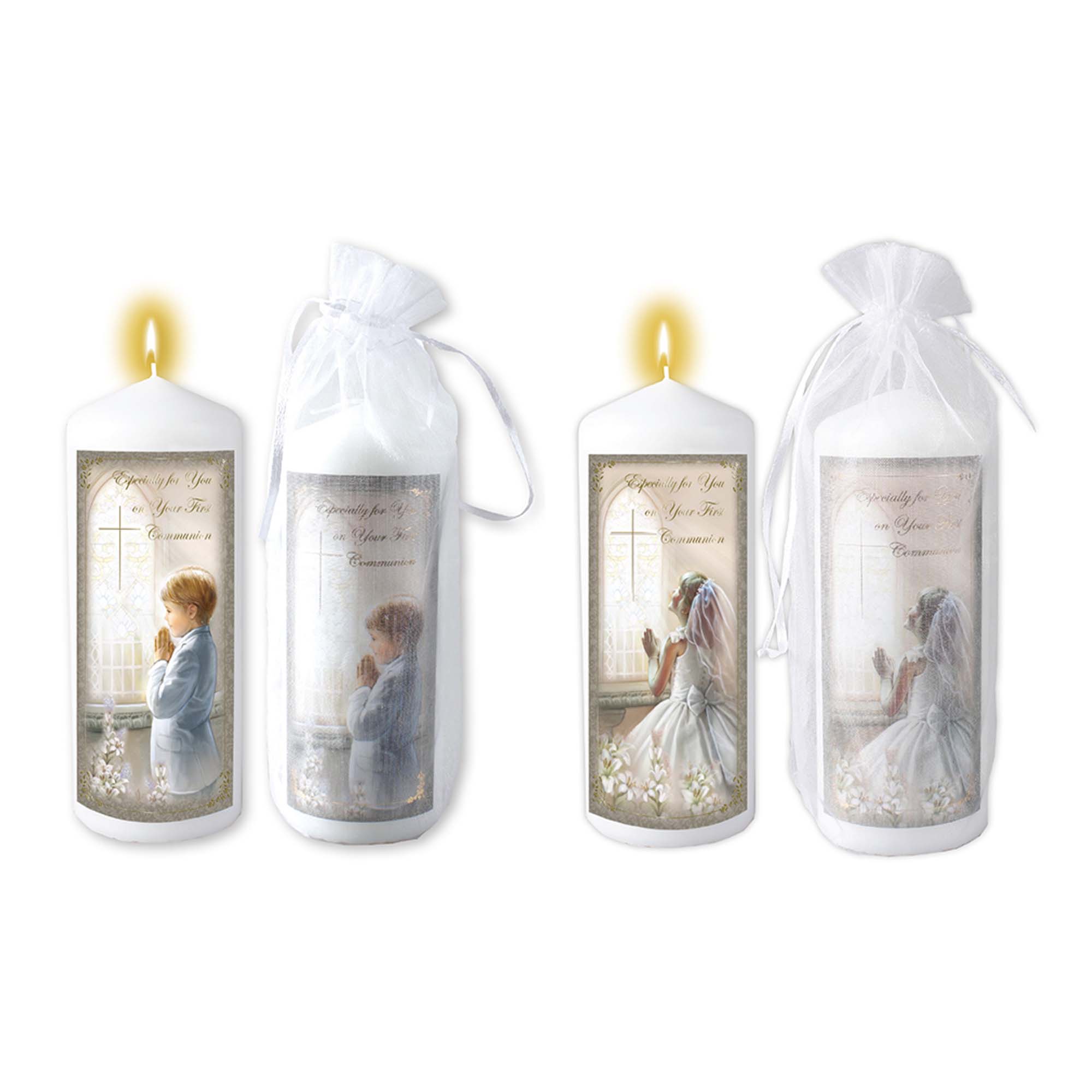 HOLY COMMUNION PILLAR CANDLE BOY / GIRL C86520/21