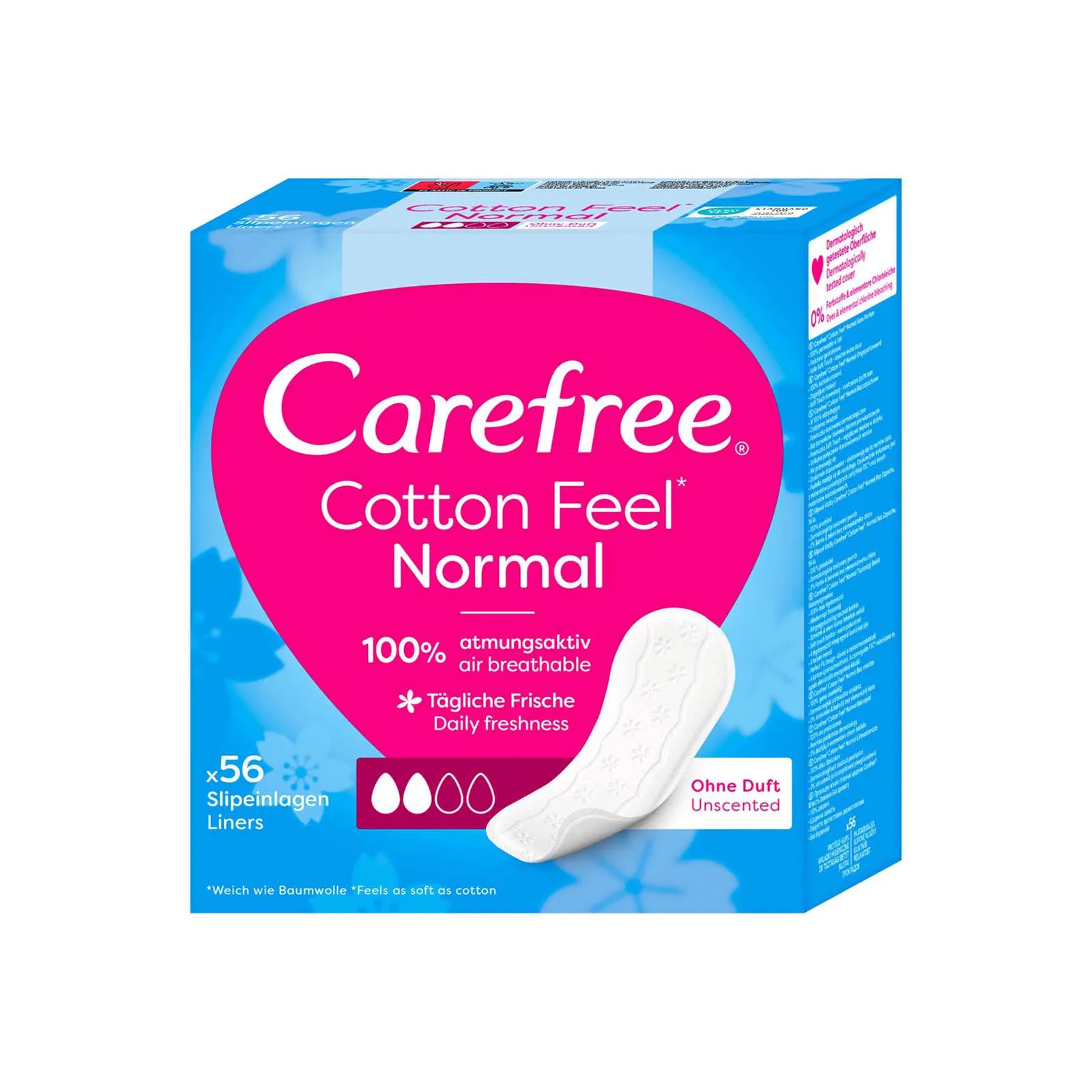 CAREFREE 56 PANTYLINERS NORMAL COTTON FEEL UNSCENTED