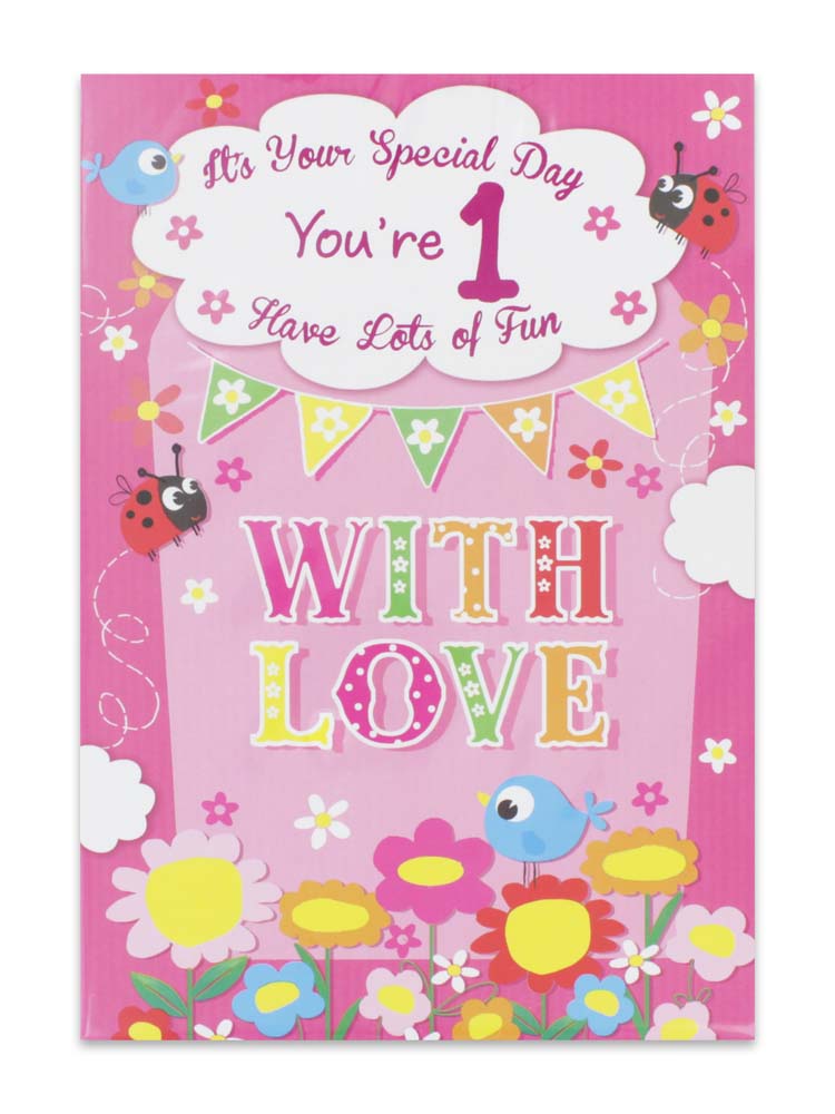 GIRL AGE 1 BIRTHDAY CARD
