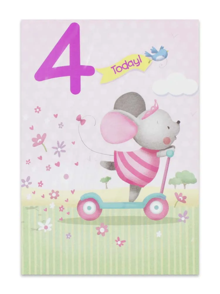 GIRL AGE 4 BIRTHDAY CARD