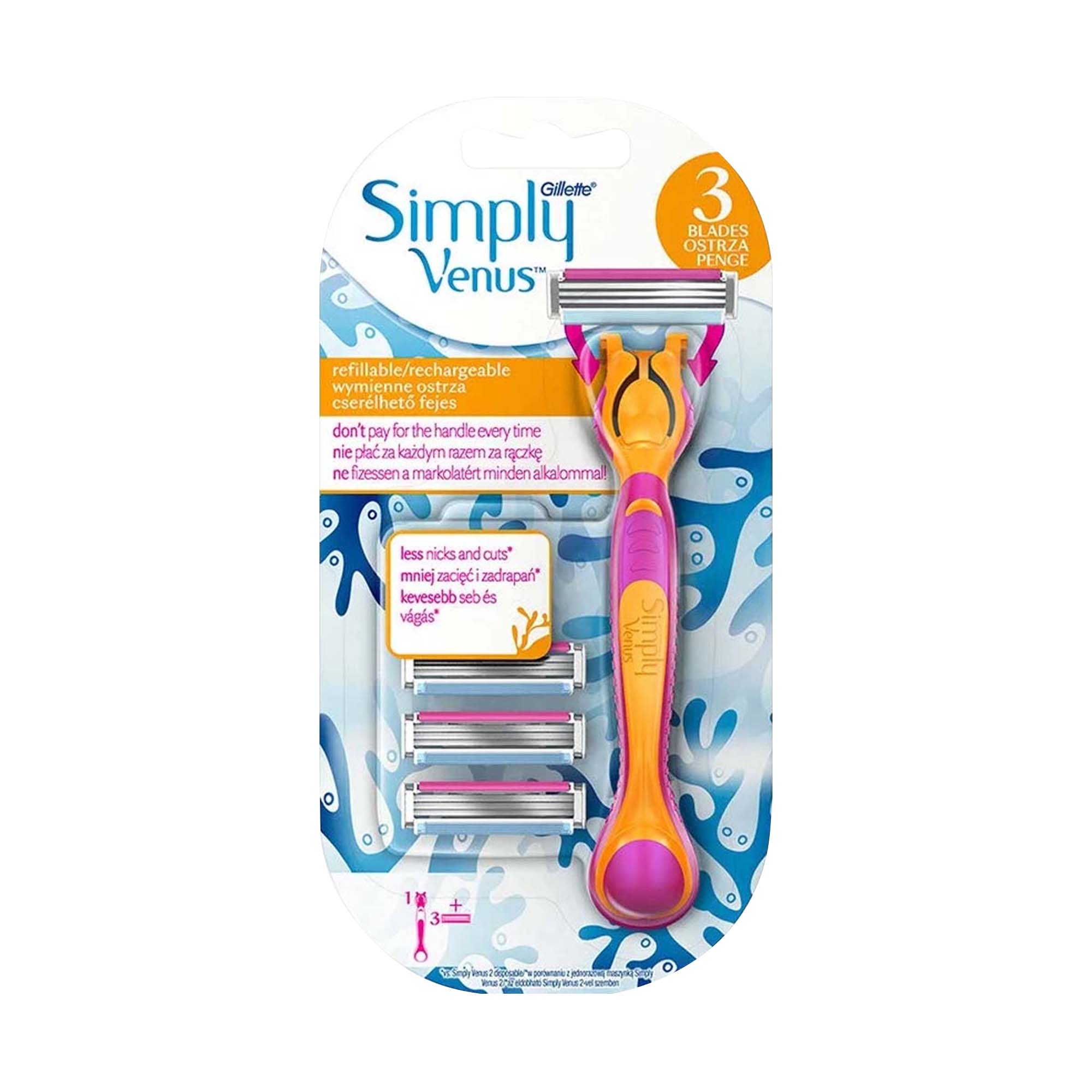 GILLETTE SIMPLY3 BLADE VENUS RAZOR 3 HEAD