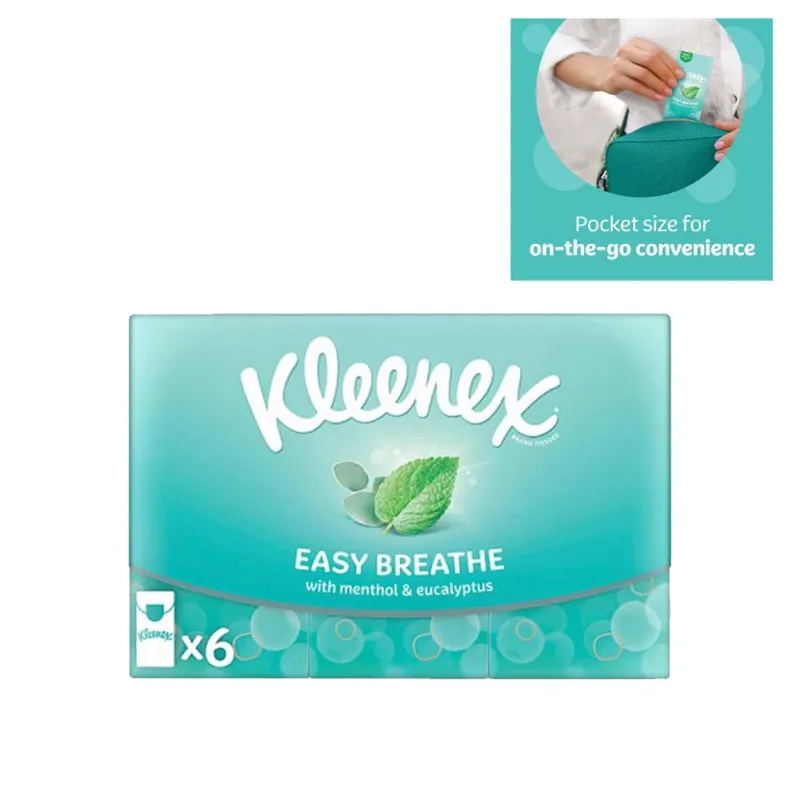 KLEENEX EASY BREATHE MENTHOL POCKET TISSUES 6 pack