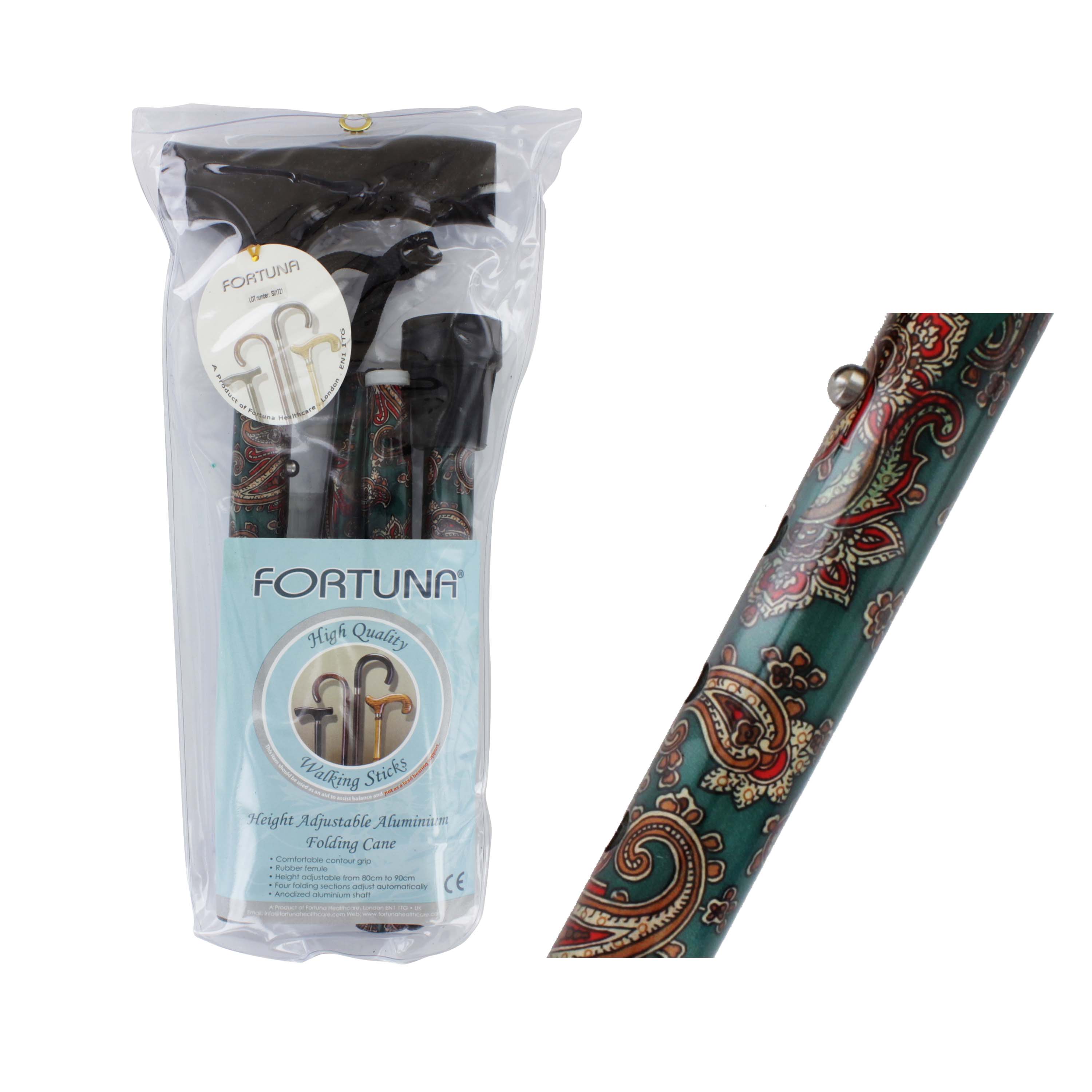 FT1624 WALKING STICK PAISLEY FLORALPATTERN FOLDING