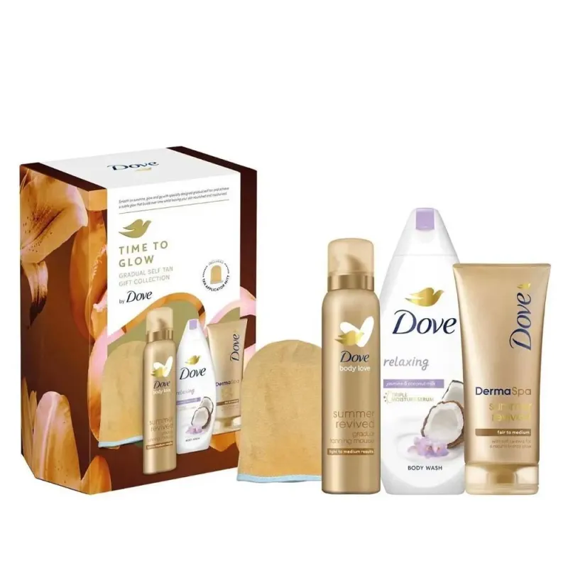 DOVE TIME TO GLOW 4pce TANNING SET