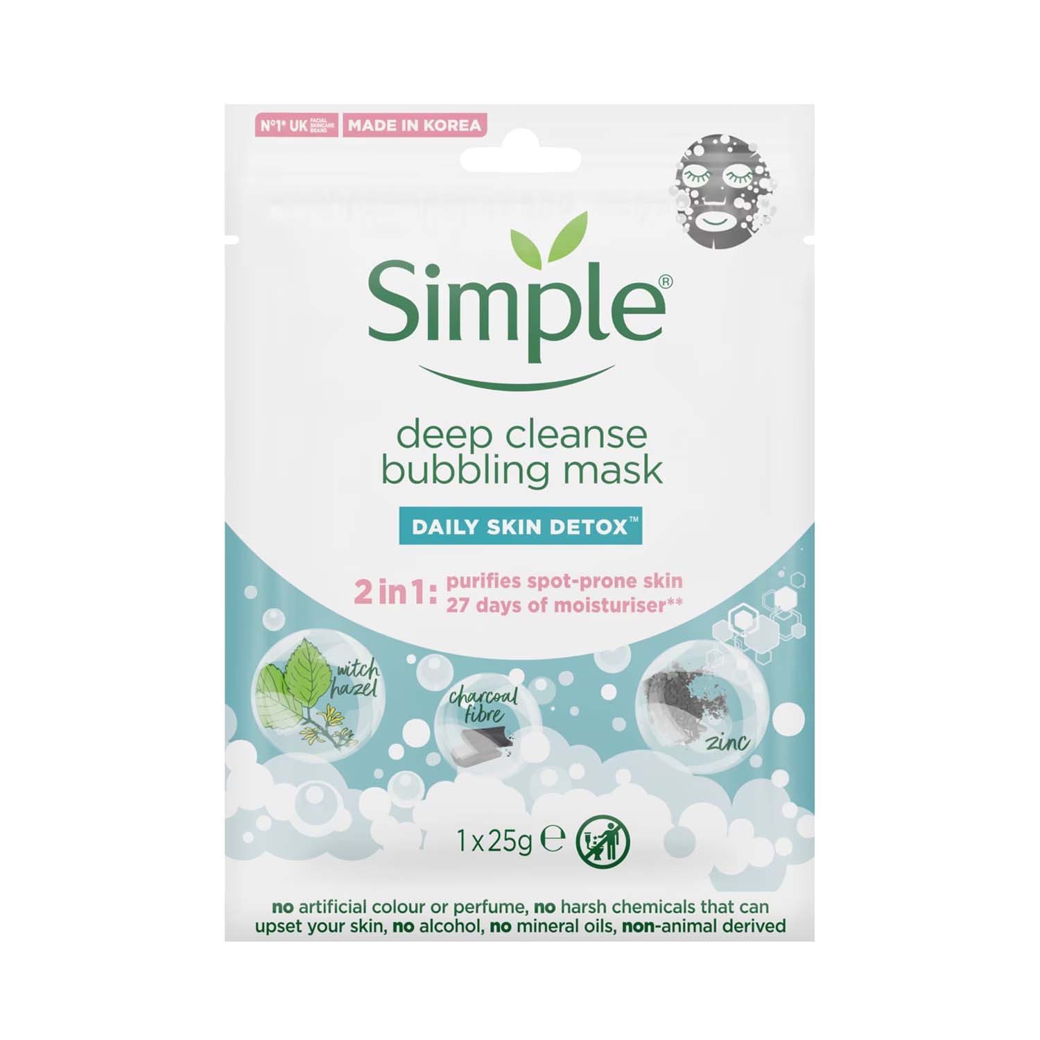 SIMPLE SHEET MASK BUBBLE CHARCOAL x10