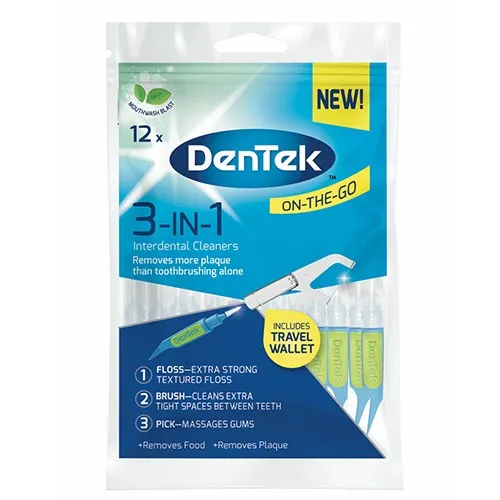 DENTEK 3 IN 1 INTERDENTAL CLEANERS 12s