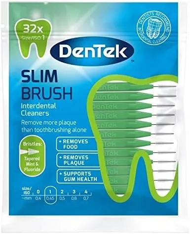 DENTEK GREEN INTERDENTAL SLIM BRUSHES TAPERED MINT