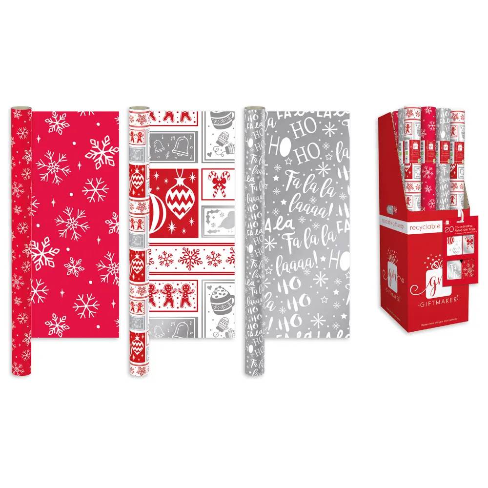 GIFTMAKER XMAS WRAPPING PAPER ROL 4M DISP x 50 (XAQGW102)