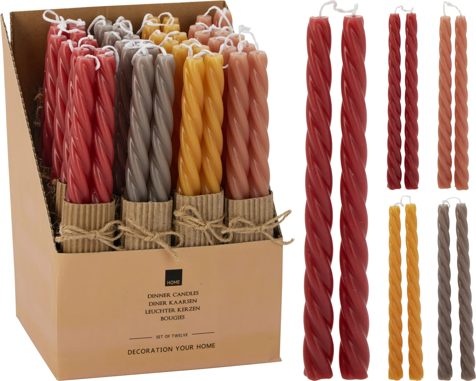 ACC703190 DINNER CANDLE 25CM 4mix disp x24