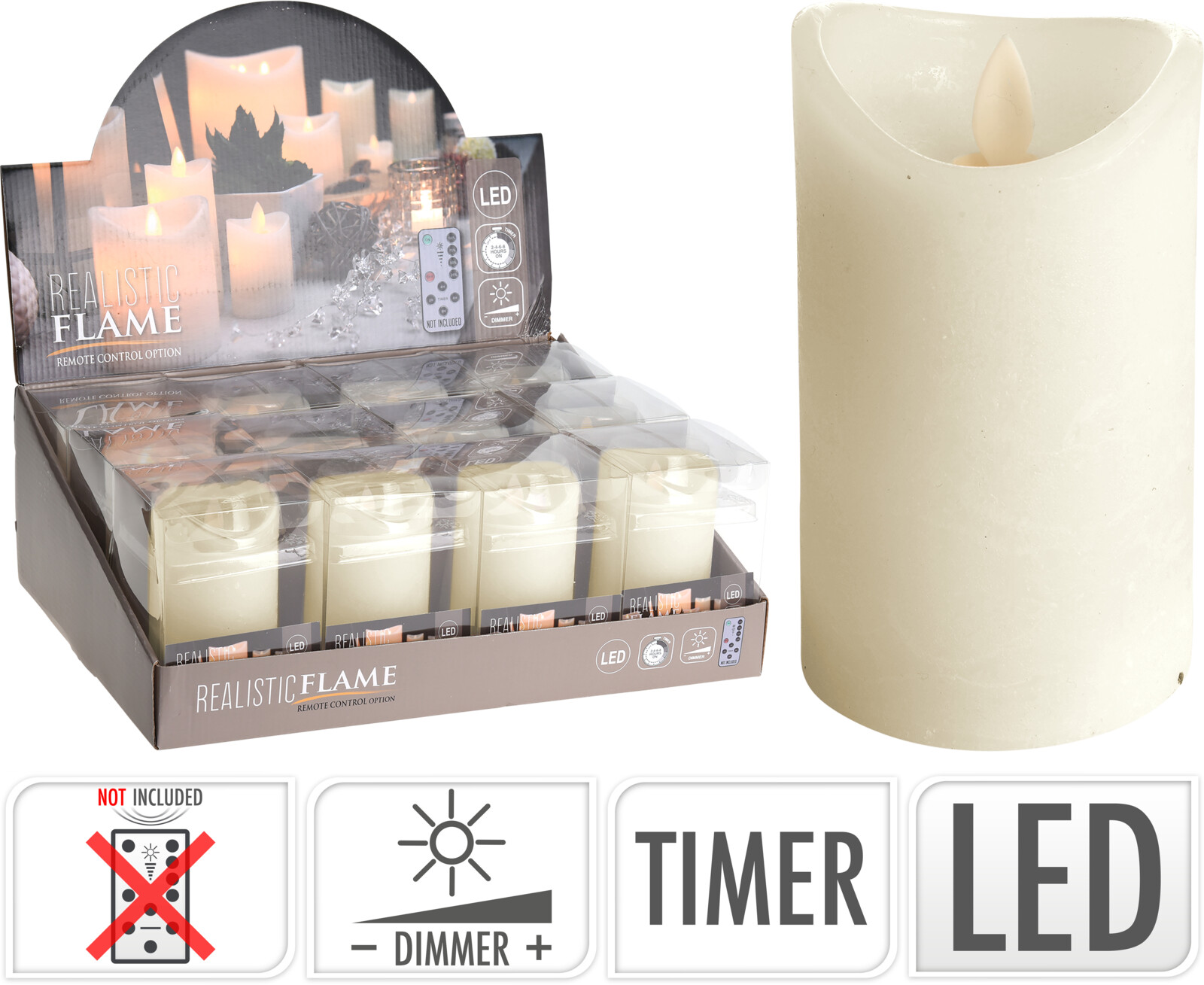 AX5402140 BATTERY WAX CANDLE 75X150mm DISP X12