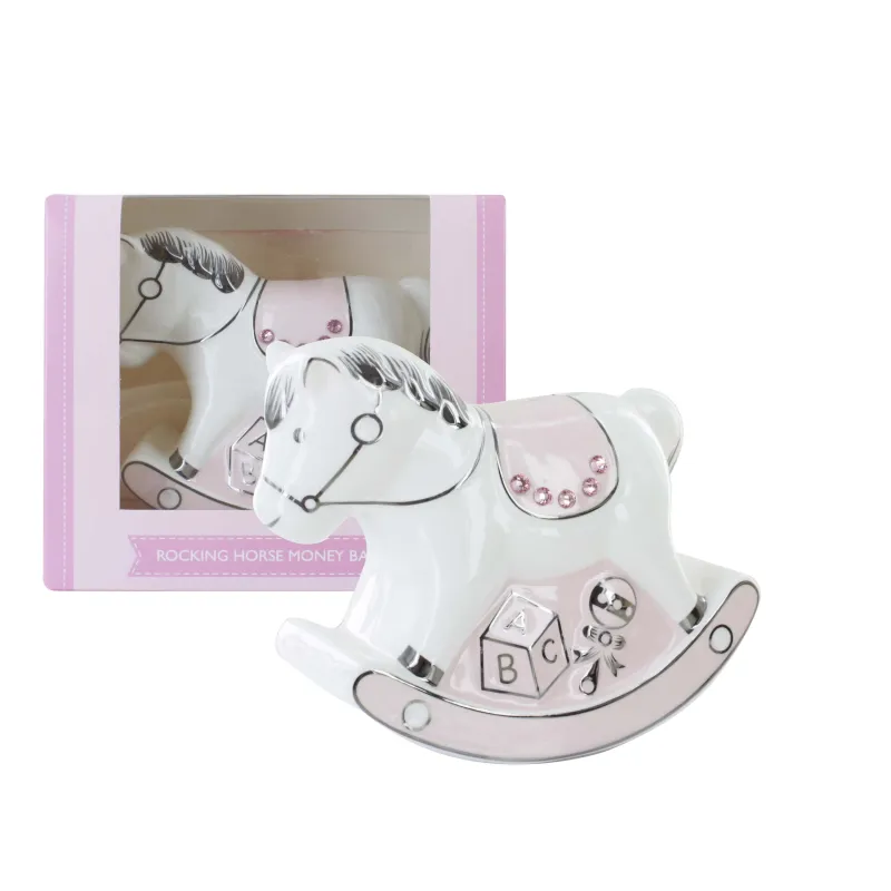 LP42945 PINK ROCKING HORSE MONEY BANK